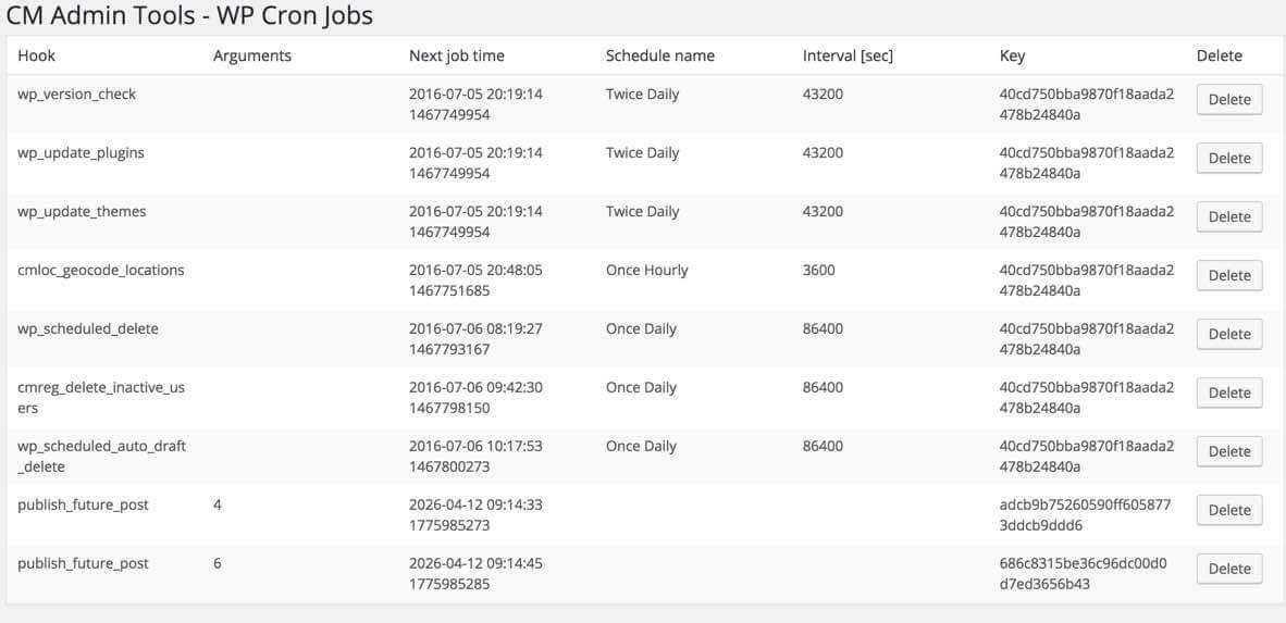 Cron jobs dashboard