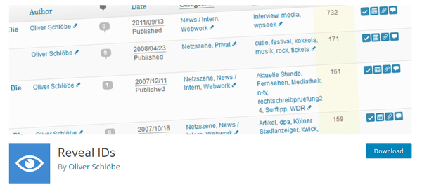 Screenshot of Reveal IDs from WordPress.org