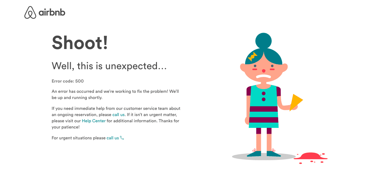 Airbnb 500 internal server error