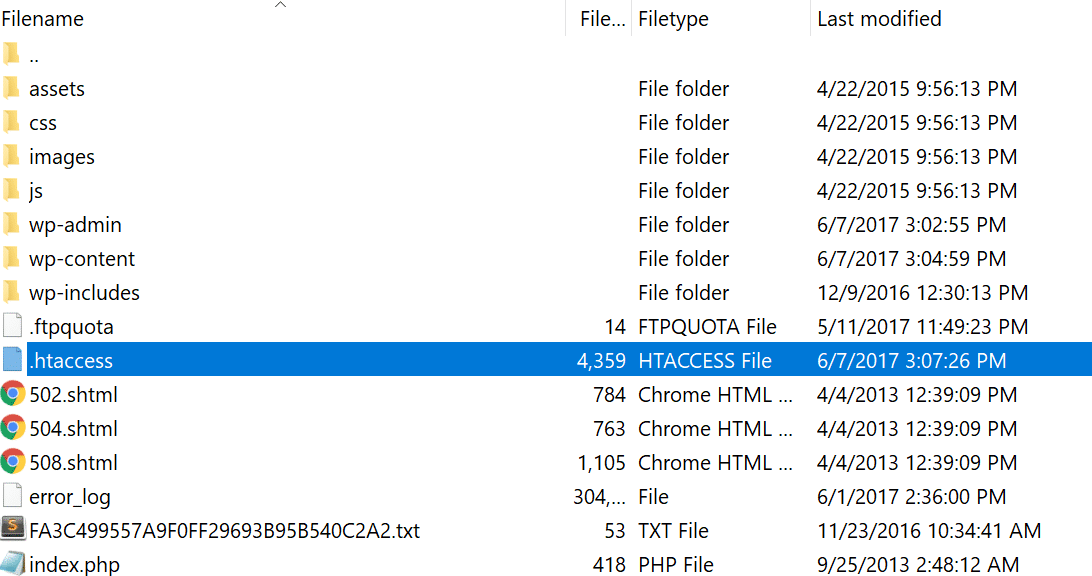 .htaccess file