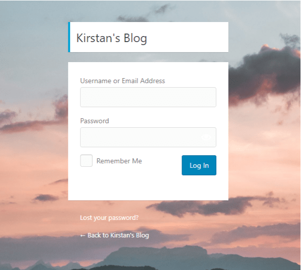 Screenshot of a personalized login screen where the background has been replaced by a sunset.