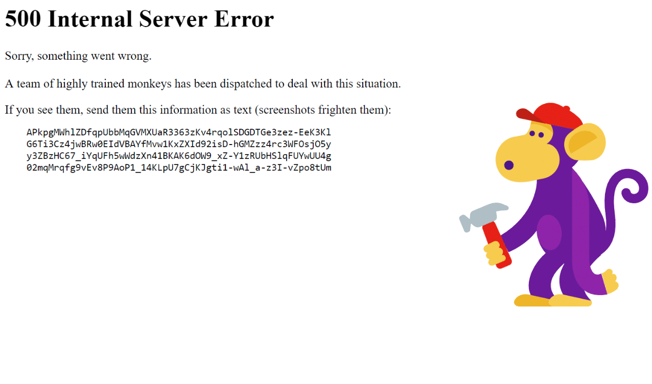 500 internal server error in Firefox