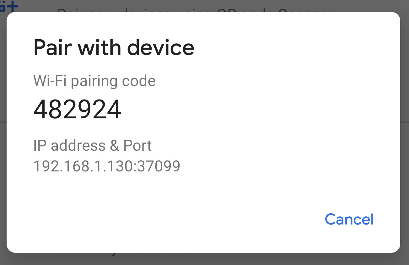 wireless adb IP and port number