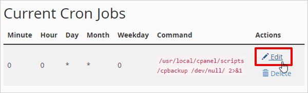 Edit cron job.