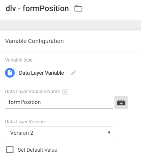 Form position - data layer variable