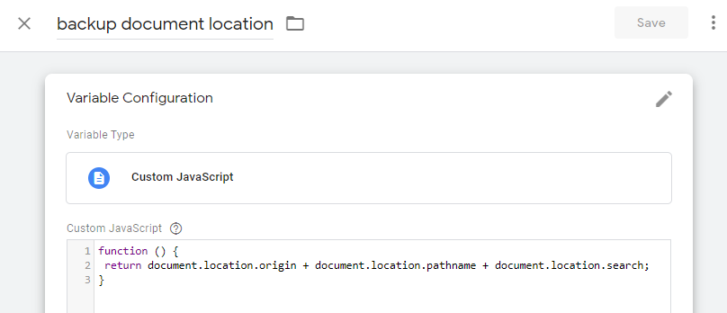 Google Tag Manager React Backup Document Location