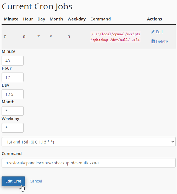 Edit cron job settings.